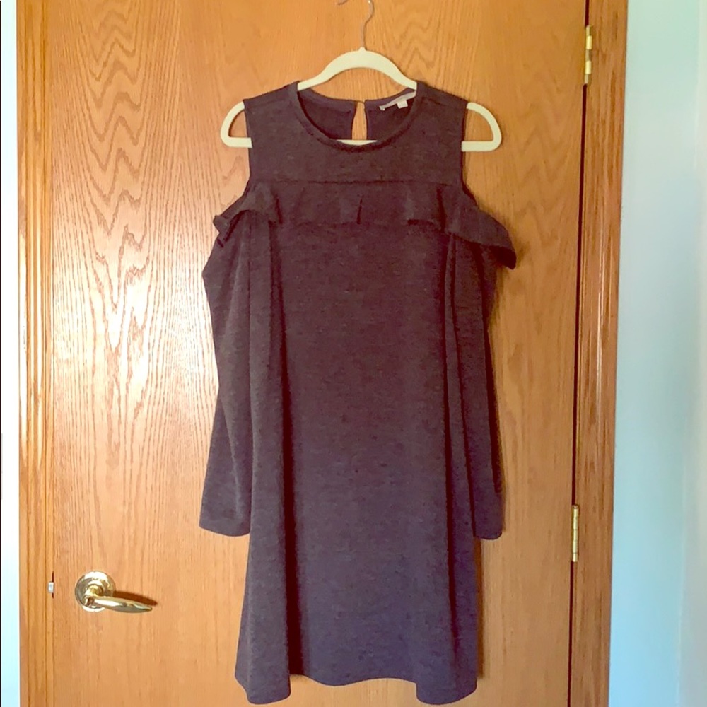 Loft Ruffle Cut Out Shoulder Dress